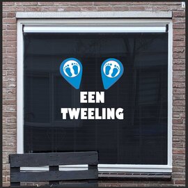 JERMA allerhandestickers Geboorte raamsticker Hoera een Tweeling 2 Jongens