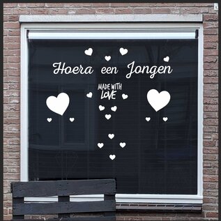 JERMA allerhandestickers Geboorte sticker Hoera een jongen Made withe Love