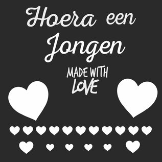 JERMA allerhandestickers Geboorte sticker Hoera een jongen Made withe Love