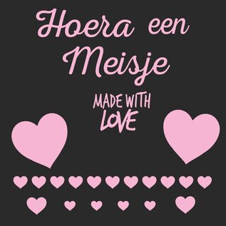 JERMA allerhandestickers Geboorte sticker Hoera een meisje Made withe Love, Rose.