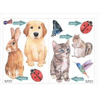 JERMA allerhandestickers Aquarel geschilderde dieren decoratiestickers. 