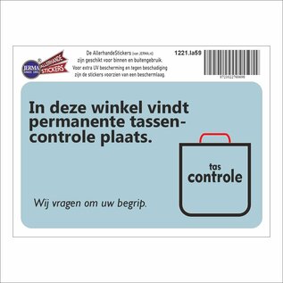 JERMA allerhandestickers Wij voeren permanent tas controle uit sticker