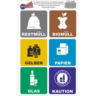 JERMA allerhandestickers Recycling afvalbak stickers incl. statiegeld DUITS