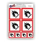 JERMA allerhandestickers Brandbaar, vlam sticker set 8 stuks.  rood, wit GHS02- etikettering