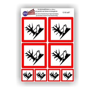 JERMA allerhandestickers Omgeving risico, gevaarlijk voor water sticker set 8 stuks rood, wit GHS09- etikettering
