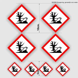 JERMA allerhandestickers Omgeving risico, gevaarlijk voor water sticker set rood, wit GHS09- etikettering