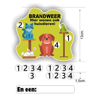 JERMA allerhandestickers Brandweer er zijn hier huisdieren aanwezig deursticker (NL)