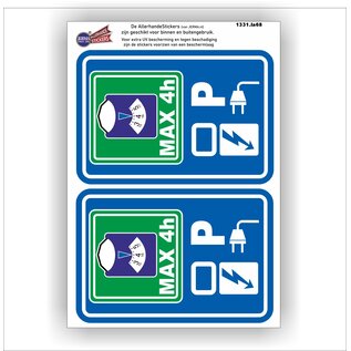 JERMA allerhandestickers Laadpaal verkeers bord stickers 2 stuks max. 4 uur parkeren