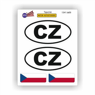 JERMA allerhandestickers CZ, Tsjechië auto sticker set 4 stuks.