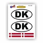 JERMA allerhandestickers DK, Denemarken auto sticker set 4 stuks.