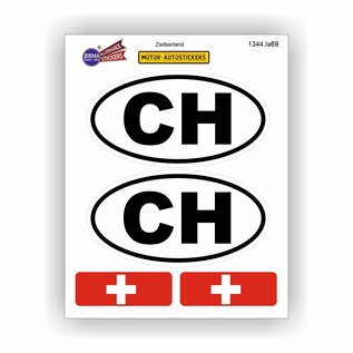 JERMA allerhandestickers CH, Zwitserland auto sticker set 4 stuks.