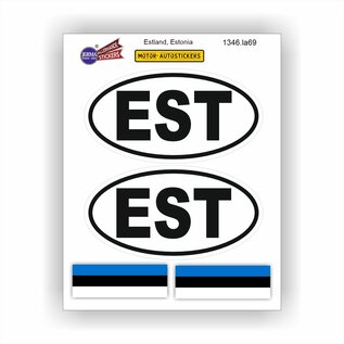 JERMA allerhandestickers EST, Estland, Estonia auto sticker set 4 stuks.