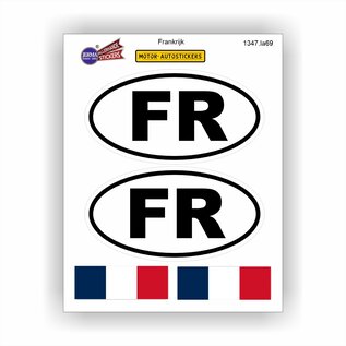 JERMA allerhandestickers FR, Frankrijk auto sticker set 4 stuks.