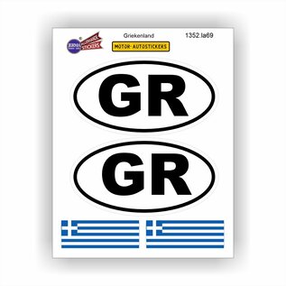 JERMA allerhandestickers GR, Griekenland auto sticker set 4 stuks