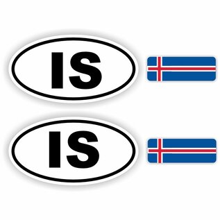 JERMA allerhandestickers IS, IJsland auto sticker set 4 stuks