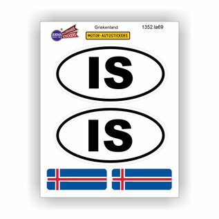 JERMA allerhandestickers IS, IJsland auto sticker set 4 stuks