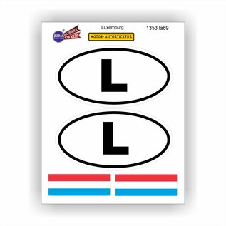 JERMA allerhandestickers L, Luxemburg auto sticker set 4 stuks.