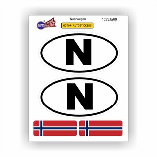 JERMA allerhandestickers N, Noorwegen auto sticker set 4 stuks