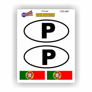 JERMA allerhandestickers P, Portugal auto sticker set 4 stuks