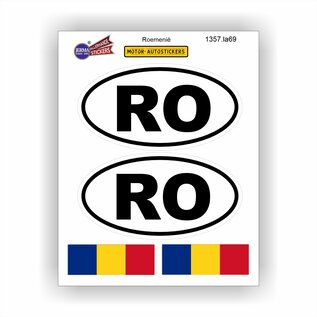 JERMA allerhandestickers RO, Roemenië auto sticker set 4 stuks