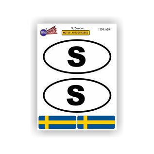 JERMA allerhandestickers S, Zweden auto sticker set 4 stuks