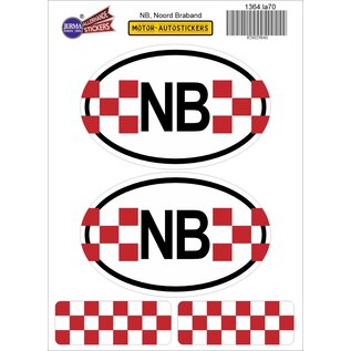 JERMA allerhandestickers NB, Noord-Brabant auto sticker set  4 stuks.