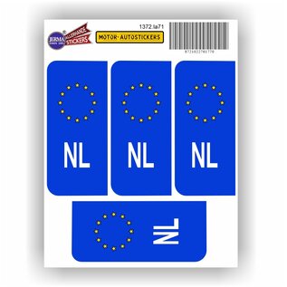 JERMA allerhandestickers NL kentekenbord sticker blauw, geel set 4 stuks