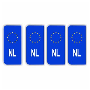 JERMA allerhandestickers NL kentekenbord sticker blauw, geel set 4 stuks