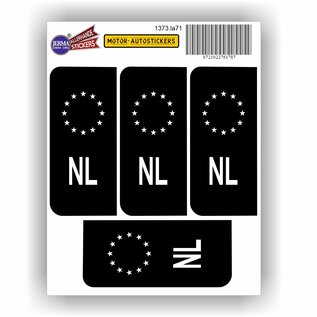 JERMA allerhandestickers NL kentekenbord stickerzwart, wit set 4 stuks