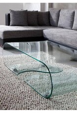 Glastisch aus formgebogenem Klarglas, 120cm Länge