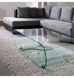 Glastisch aus formgebogenem Klarglas, 120cm Länge