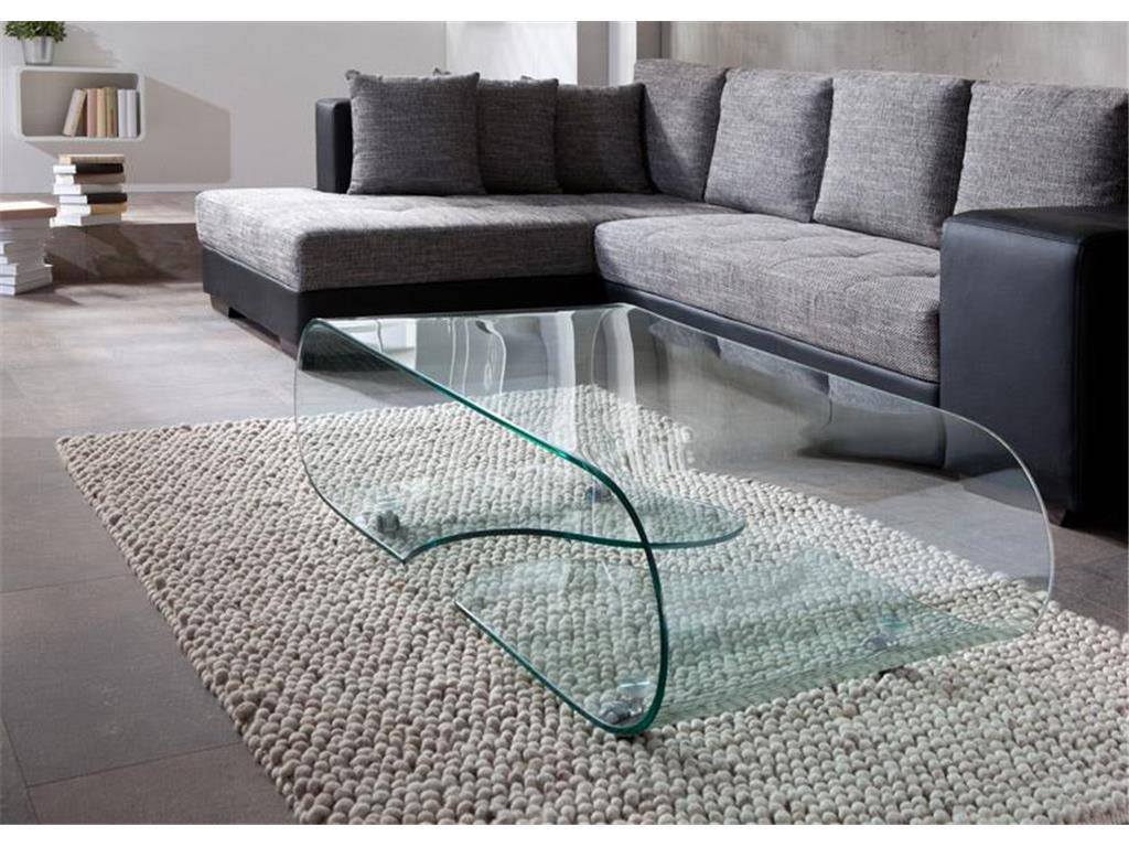 Glastisch aus formgebogenem Klarglas, 120cm Länge