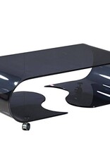 Glastisch aus formgebogenem Schwarzglas, 120cm Länge