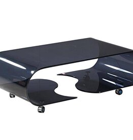 Glastisch aus formgebogenem Schwarzglas, 120cm Länge