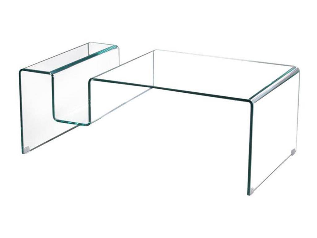 Glastisch aus formgebogenem Klarglas, 120cm Länge