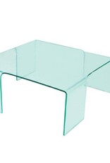 Glastisch aus formgebogenem Klarglas, 90x90cm