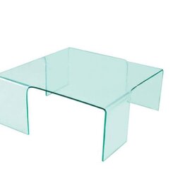 Glastisch aus formgebogenem Klarglas, 90x90cm