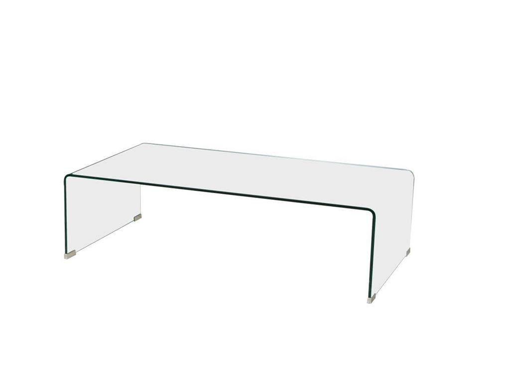 Glastisch aus formgebogenem Klarglas, 110cm Länge