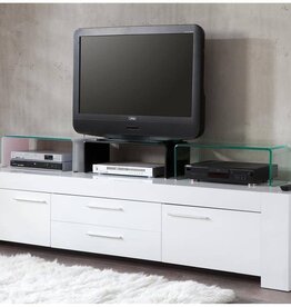 TV-Aufsatz, formgebogen, Glas Weiß lackiert