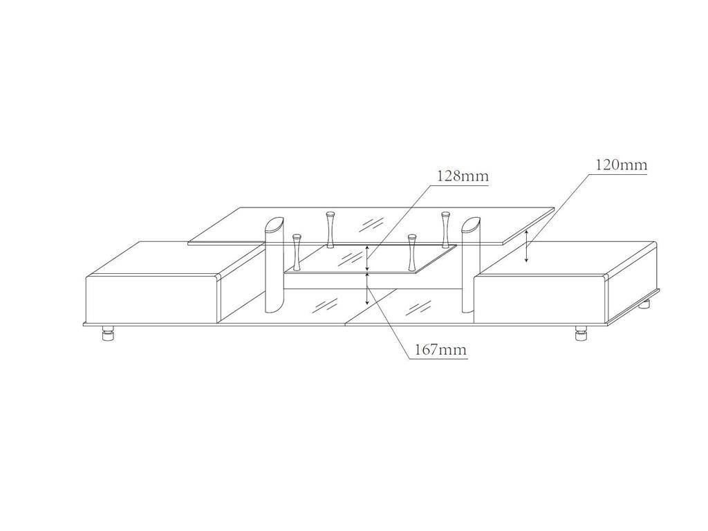 TV-Möbel aus Klarglas mit Schubladen Hochglanz weiß