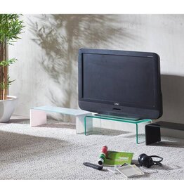 TV-Aufsatz, formgebogen, Glas Weiß lackiert