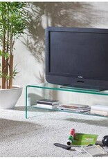 TV Regal aus formgebogenem Klarglas mit Ablage