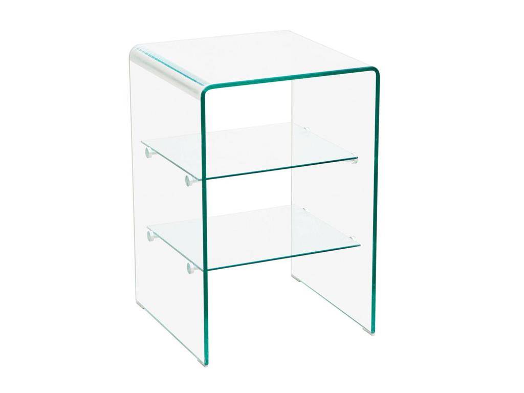 Audio-Rack / HiFi-Rack, Klarglas formgebogen