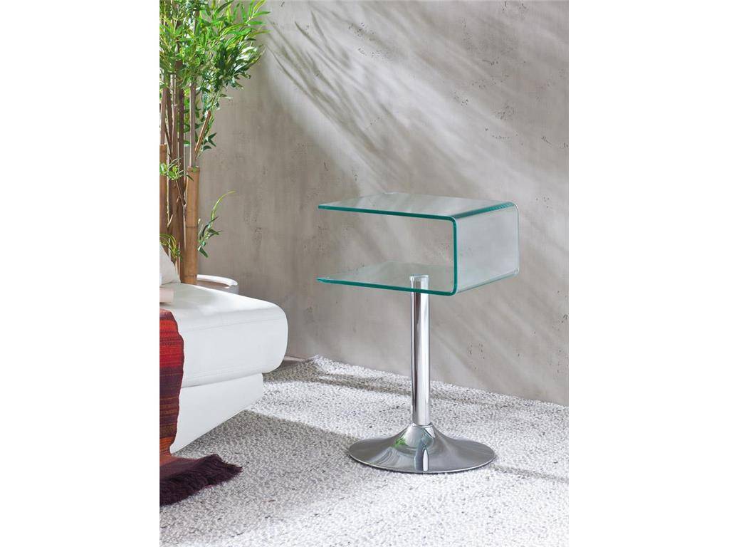 Beistelltisch aus formgebogenem klarem Glas