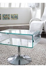 Glas-Beistelltisch, Klarglas, formgebogen