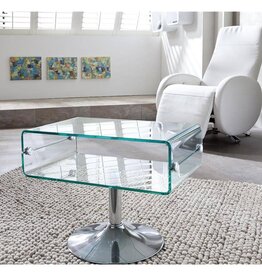 Glas-Beistelltisch, Klarglas, formgebogen