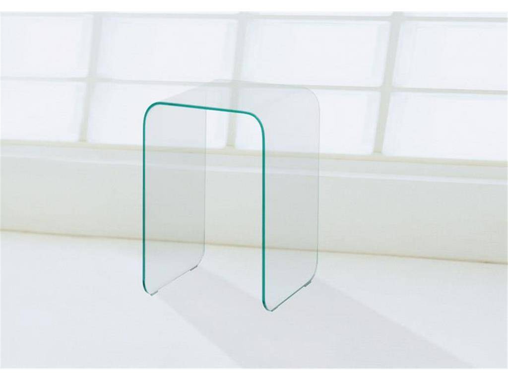 Beistellstisch aus Klarglas  formgebogen