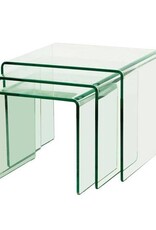 3 Satz Tisch aus formgebogenem Klarglas Glastisch