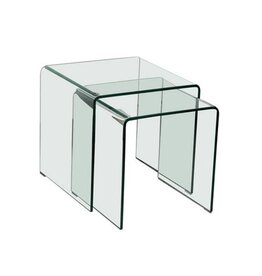 2 Satz-Beistelltisch aus Klarglas, Höhe 42cm/36cm