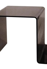 Glas-Beistelltisch / Nachttisch, Klarglas Formgebogen, Schwarz lackiert